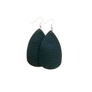 Double-Sided leather type earrings—dark green